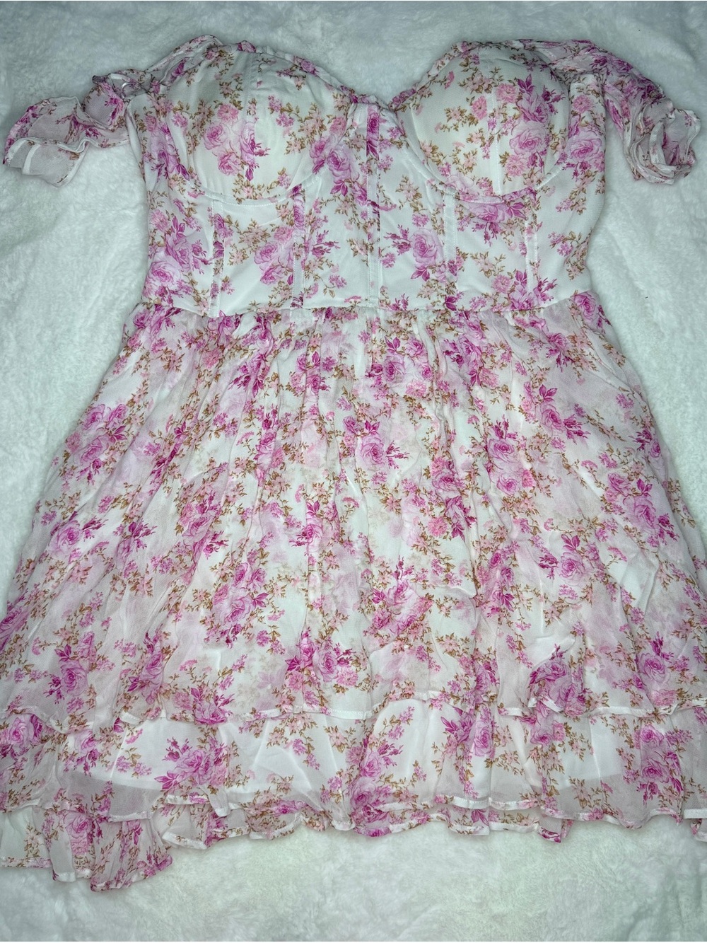 Altar'd State Pink and White Floral Mini Dress